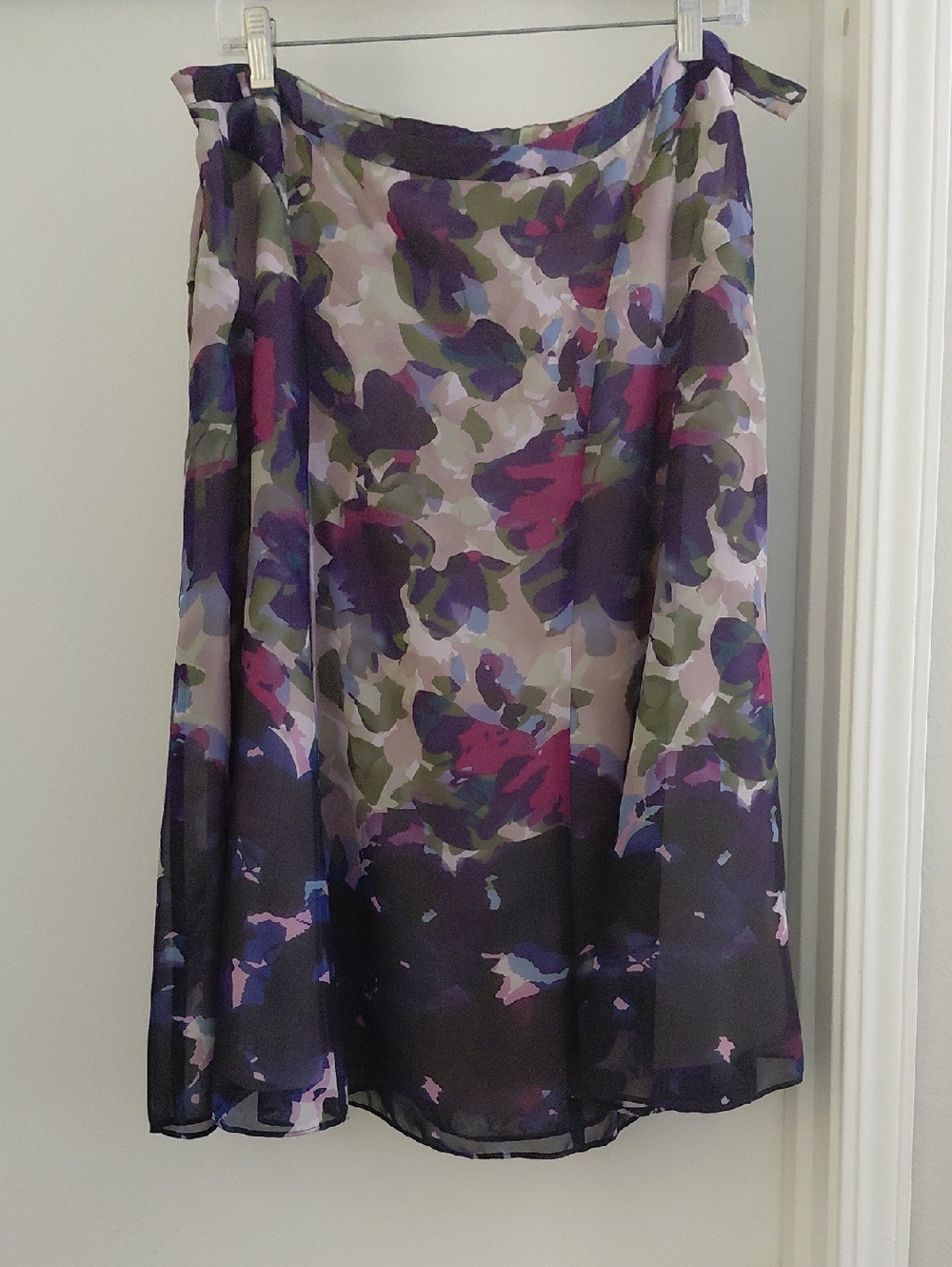 Coldwater Creek Floral A-Line Skirt in Purple, Olive and Pink